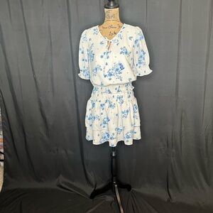 Sugarlips Floral Blue and White Skirt Set